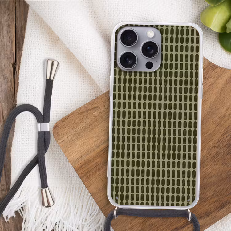 Ritmisch - Effect - Groen Hoesje iPhone 16 Pro Max met koord klein 804 -sfeer4
