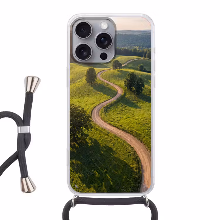 Weg - Weide - Natuur - Groen Hoesje iPhone 16 Pro Max met koord klein -3d