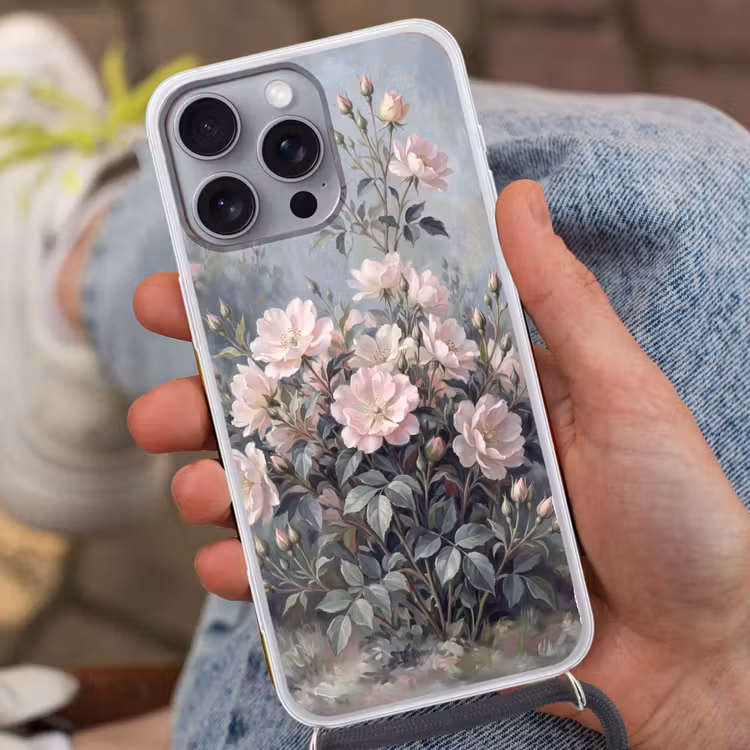 Rozen - Illustratie - Roze Hoesje iPhone 16 Pro Max met koord klein -sfeer3