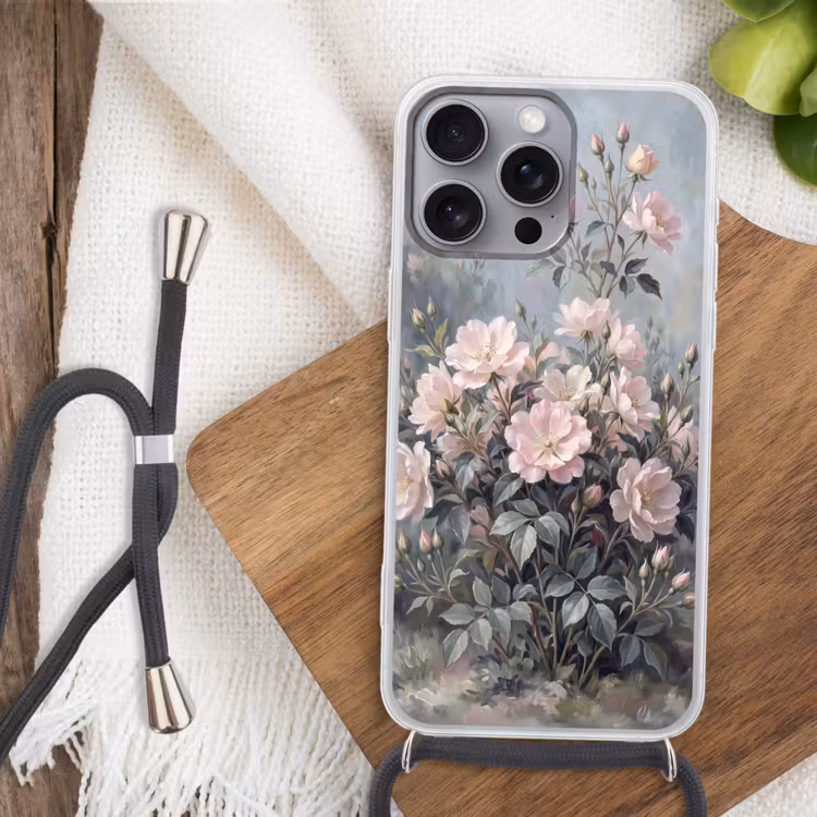 Rozen - Illustratie - Roze Hoesje iPhone 16 Pro Max met koord klein -sfeer4