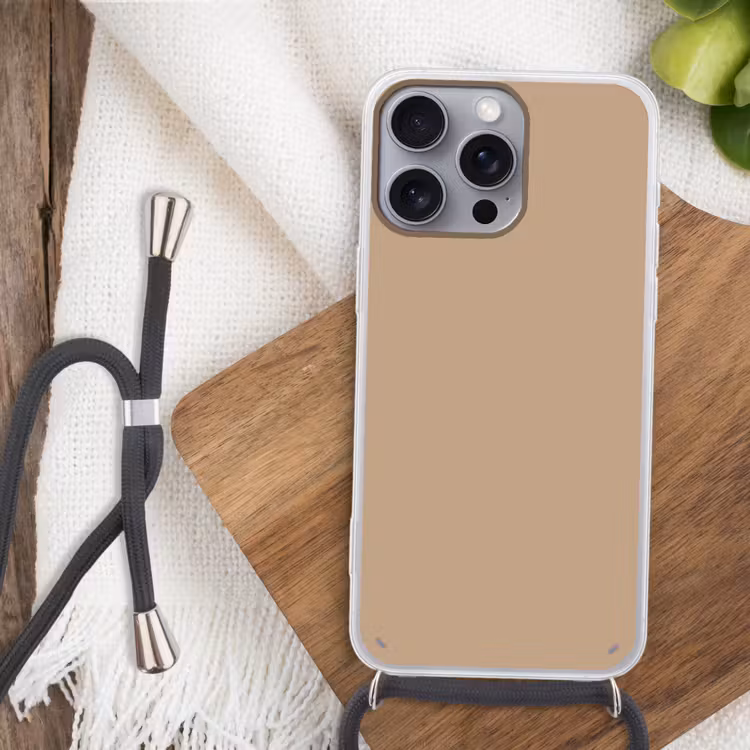Soft - Taupe - Bruin Hoesje iPhone 16 Pro Max met koord klein 804 -sfeer4