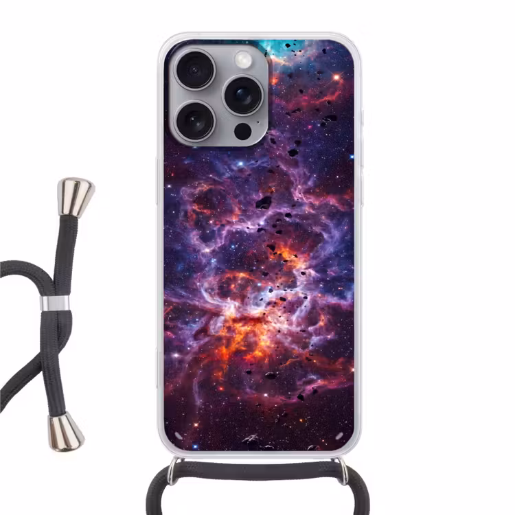 Space - Stars - Abstract - Colorful Hoesje iPhone 16 Pro Max met koord klein -3d