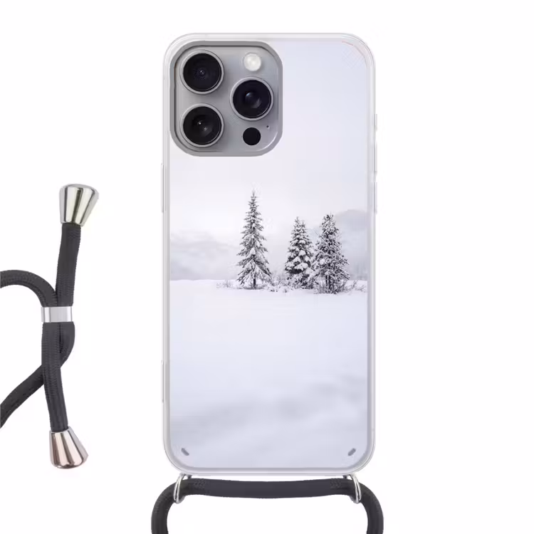 Fijnsparren - Sneeuw - Winter - Landschap - Stilte Hoesje iPhone 16 Pro Max met koord klein -3d