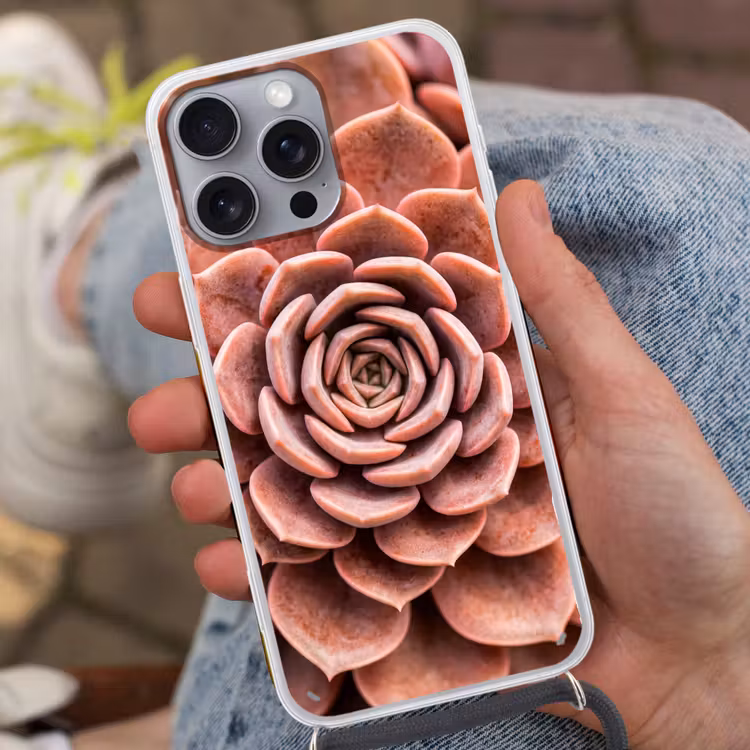 Vetplant - Organisch - Roze Hoesje iPhone 16 Pro Max met koord klein -sfeer3
