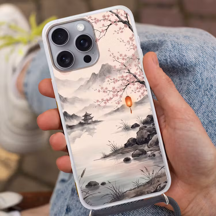 Zon - Japans - Traditioneel Hoesje iPhone 16 Pro Max met koord klein -sfeer3
