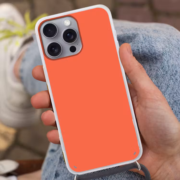 Sunset - Salmon - Oranje Hoesje iPhone 16 Pro Max met koord klein 804 -sfeer3