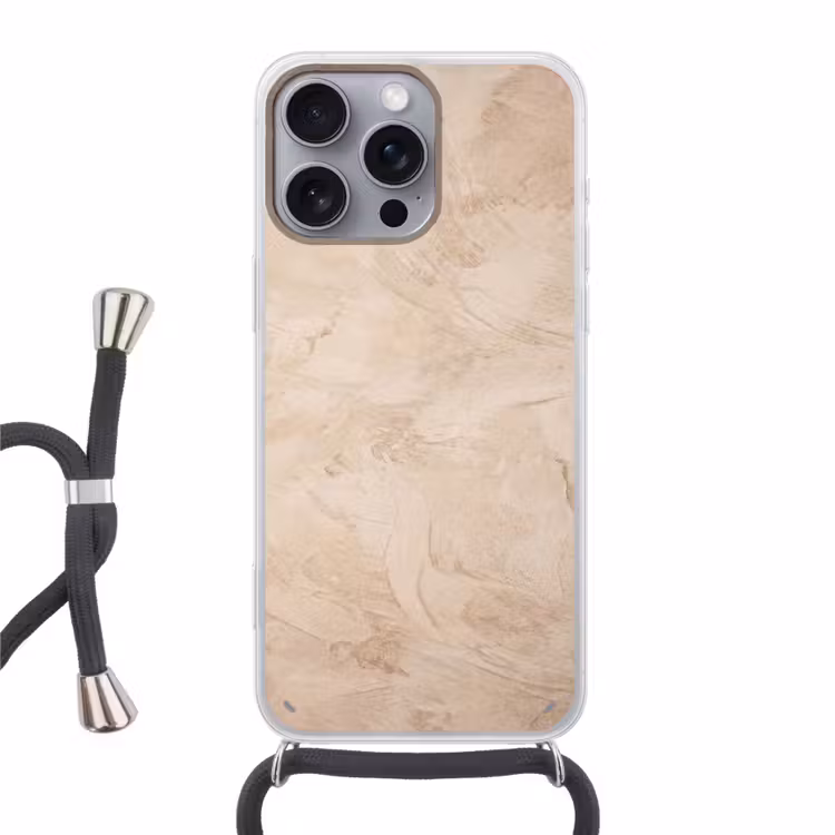 Textuur - Patroon - Abstract - Modern - Beige Hoesje iPhone 16 Pro Max met koord klein -3d