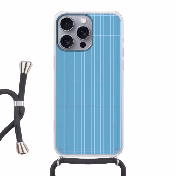 Tegel - Langwerpig - Patroon - Blauw Hoesje iPhone 16 Pro Max met koord klein 804 -3d
