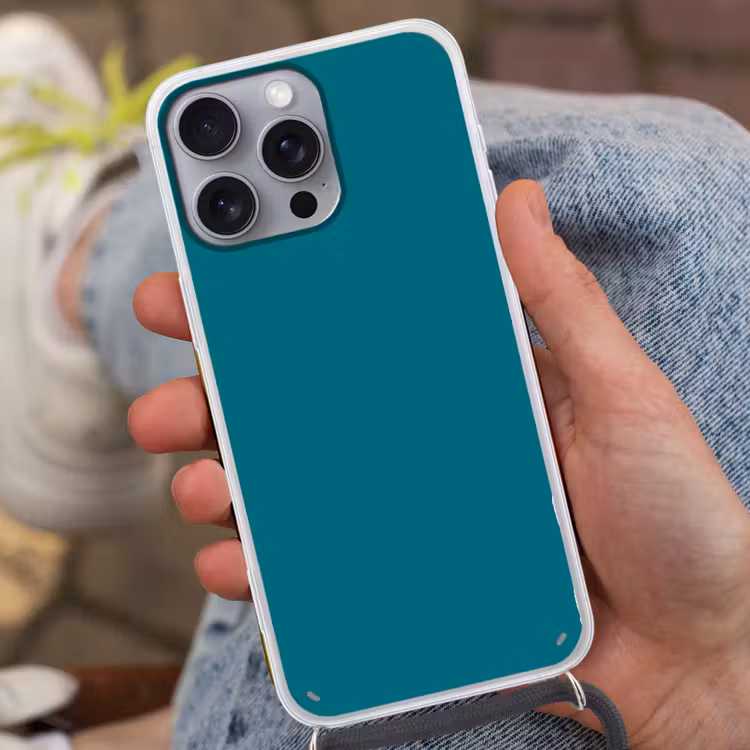 Tropical - Peacock - Blauw Hoesje iPhone 16 Pro Max met koord klein 804 -sfeer3