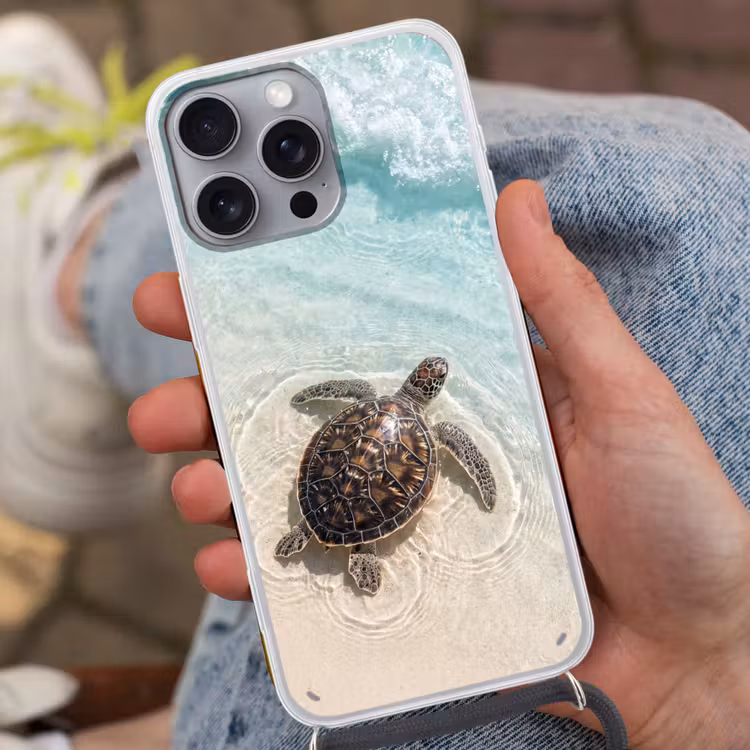 Schildpad - Helder water - Strand - Dieren - Natuur Hoesje iPhone 16 Pro Max met koord klein -sfeer3