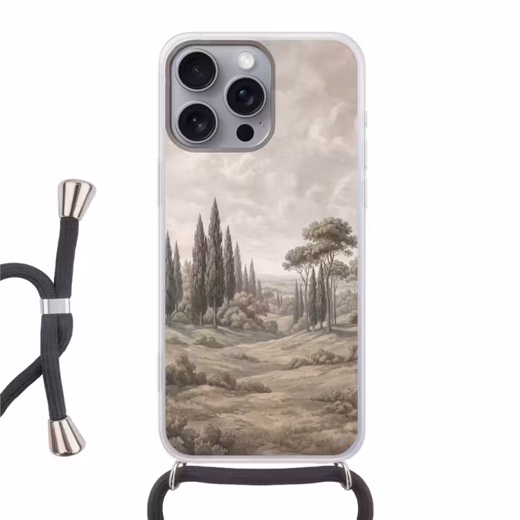 Vallei - Bos - Natuur - Groen Hoesje iPhone 16 Pro Max met koord klein -3d