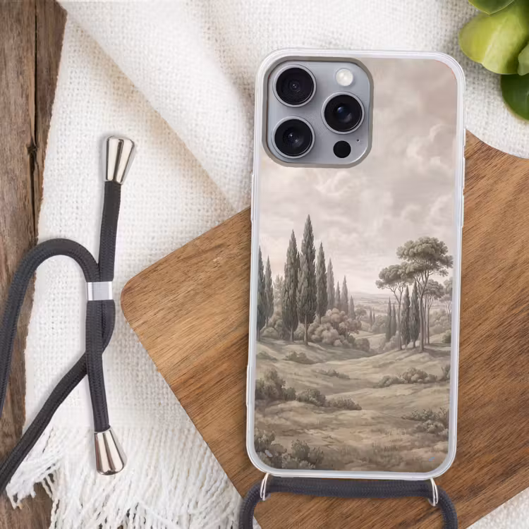 Vallei - Bos - Natuur - Groen Hoesje iPhone 16 Pro Max met koord klein -sfeer4