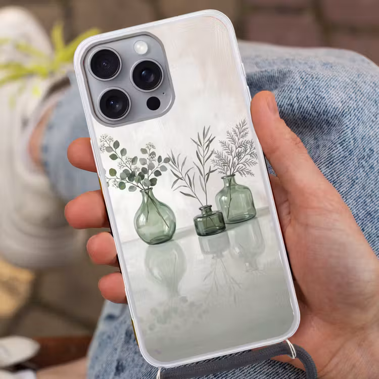 Vazen - Bladeren - Groen Hoesje iPhone 16 Pro Max met koord klein -sfeer3