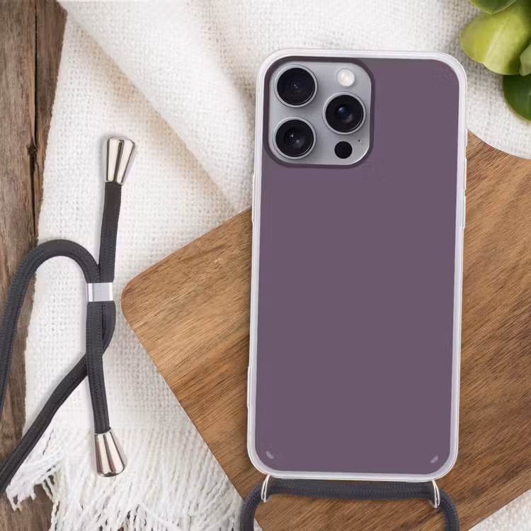 Velvet - Aubergine - Paars Hoesje iPhone 16 Pro Max met koord klein 804 -sfeer4