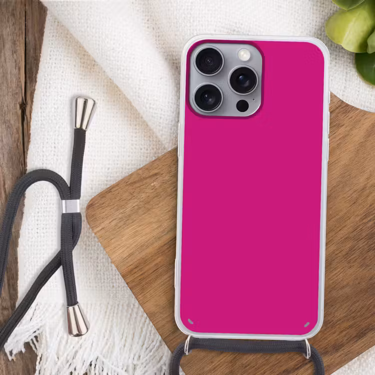 Velvet - Magenta - Roze Hoesje iPhone 16 Pro Max met koord klein 804 -sfeer4