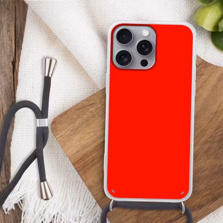 Vibrant - Vermilion - Rood Hoesje iPhone 16 Pro Max met koord klein 804 -sfeer4
