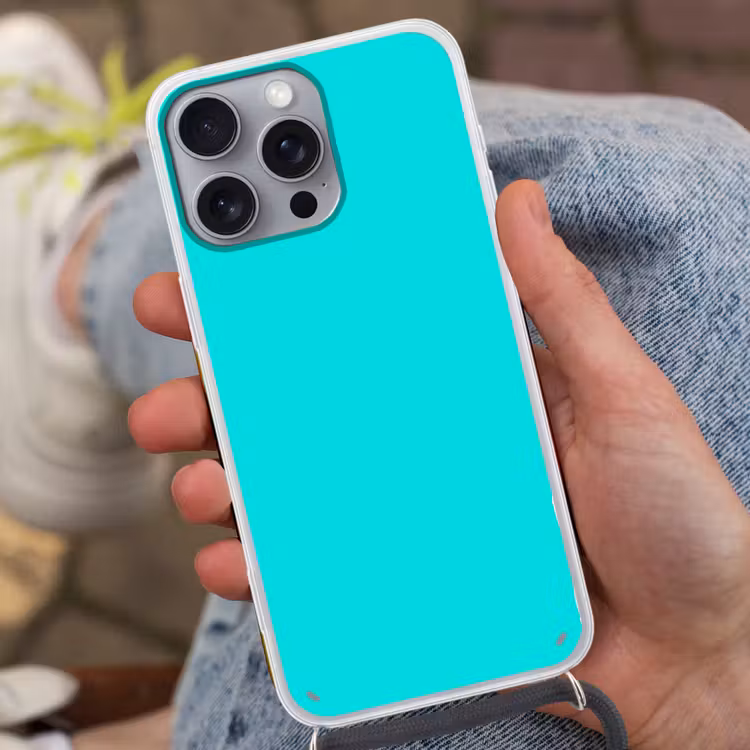 Vivid - Aquamarine - Turkoois Hoesje iPhone 16 Pro Max met koord klein 804 -sfeer3