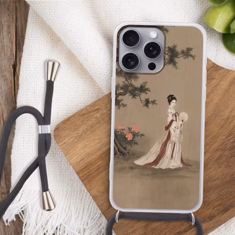 Vrouw - Azië - Kunst - Beige Hoesje iPhone 16 Pro Max met koord klein -sfeer4