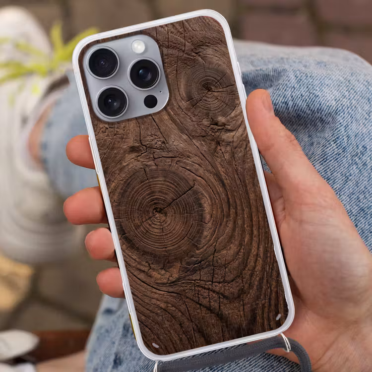 Houtnerf - Textuur - Patroon - Bruin - Rustiek Hoesje iPhone 16 Pro Max met koord klein -sfeer3