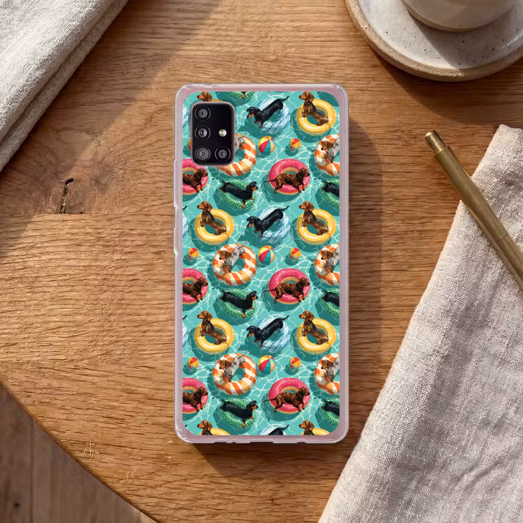 Teckels - Zwembad - Kleurrijk Telefoonhoesje Samsung Galaxy A51 5G klein 373 -sfeer1