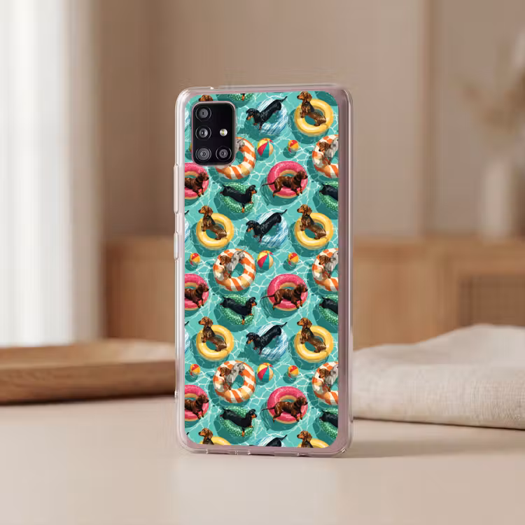 Teckels - Zwembad - Kleurrijk Telefoonhoesje Samsung Galaxy A51 5G klein 373 -sfeer2