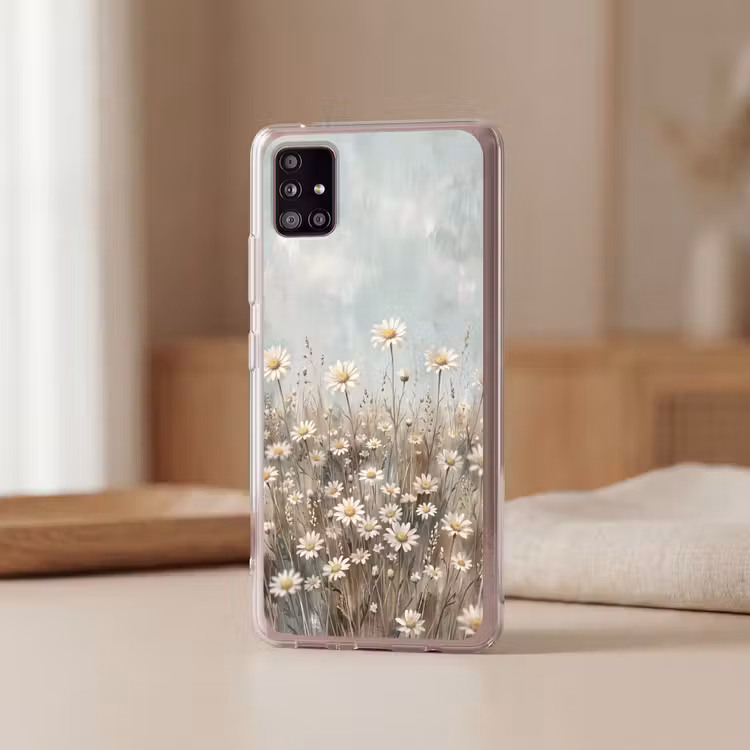 Madelief - Illustratie - Wit Telefoonhoesje Samsung Galaxy A51 5G klein -sfeer2