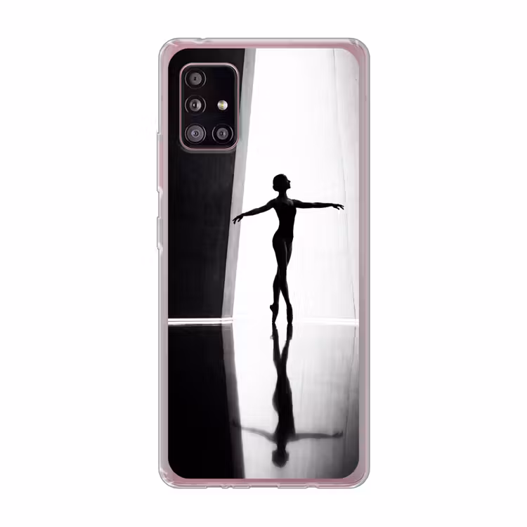 Danser - Silhouette - Kunst - Modern - Zwart-wit Telefoonhoesje Samsung Galaxy A51 5G klein -3d
