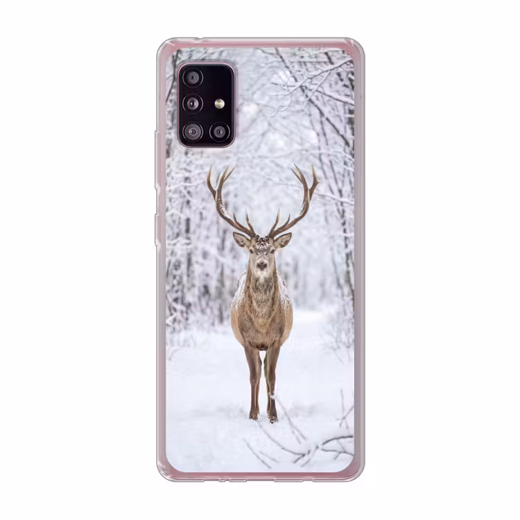 Hert - Winter - Bos - Natuur - Wit Telefoonhoesje Samsung Galaxy A51 5G klein -3d