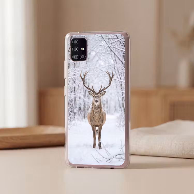 Hert - Winter - Bos - Natuur - Wit Telefoonhoesje Samsung Galaxy A51 5G klein -sfeer2