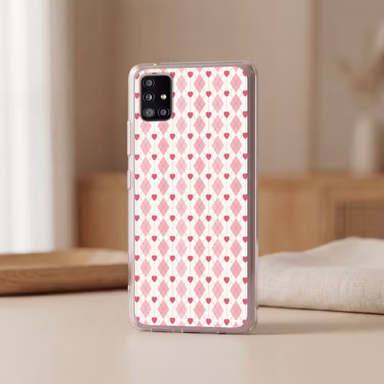 Ruiten - Klassiek - Roze - Wit Telefoonhoesje Samsung Galaxy A51 5G klein 373 -sfeer2
