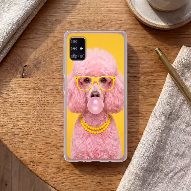 Hond - Kauwgum - Dieren - Modern - Roze Telefoonhoesje Samsung Galaxy A51 5G klein -sfeer1