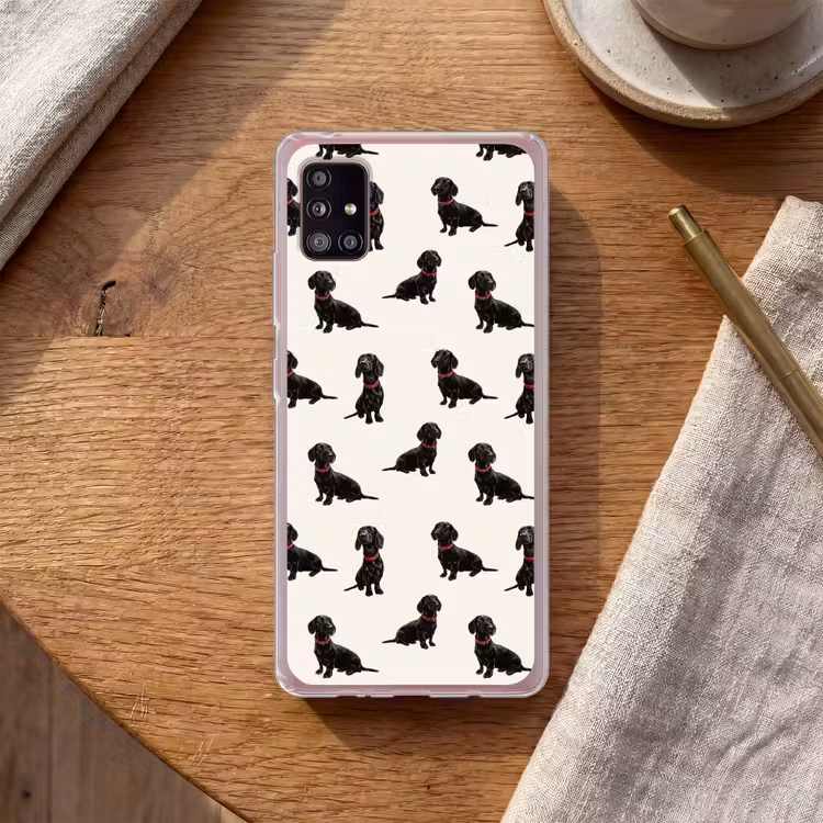 Hond - Patroon - Zwart Telefoonhoesje Samsung Galaxy A51 5G klein 373 -sfeer1