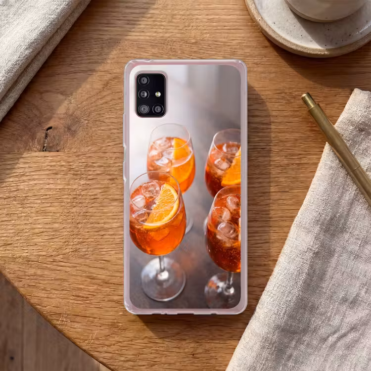 Drank - Sinaasappel - IJs - Zomer - Oranje Telefoonhoesje Samsung Galaxy A51 5G klein -sfeer1