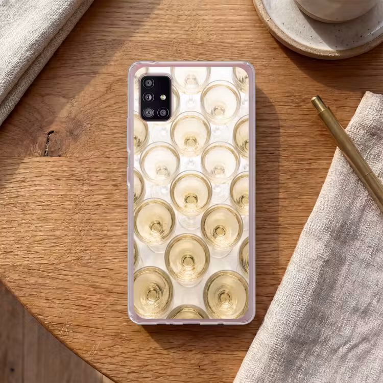 Drank - Glazen - Feest - Goud Telefoonhoesje Samsung Galaxy A51 5G klein -sfeer1