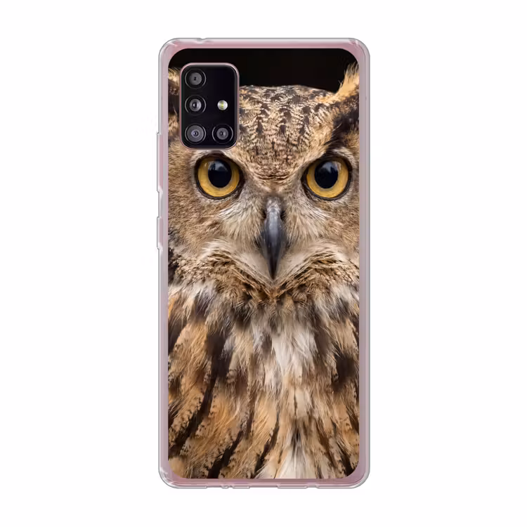 Oehoe - Uil - Portret - Bruin Telefoonhoesje Samsung Galaxy A51 5G klein -3d