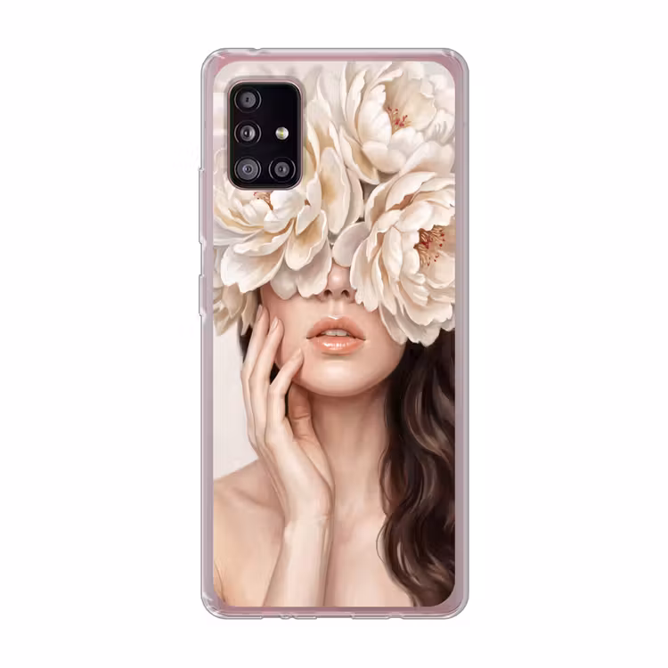 Gezicht - Pioenrozen - Crème Telefoonhoesje Samsung Galaxy A51 5G klein -3d