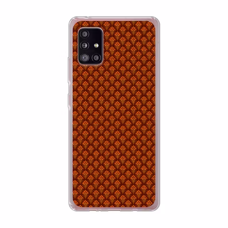 Waaiers - Art Deco - Botanisch - Roestbruin - Oranje Telefoonhoesje Samsung Galaxy A51 5G klein 373 -3d