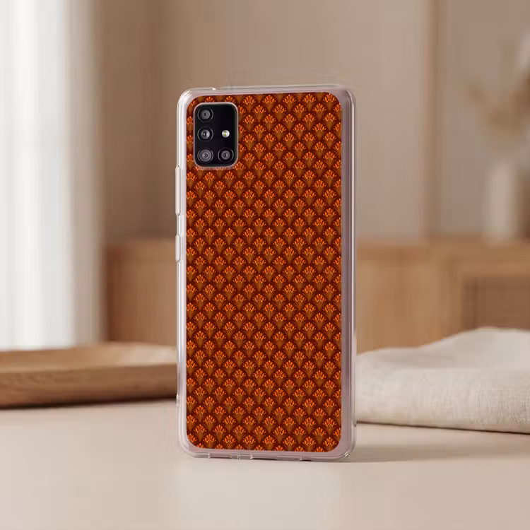 Waaiers - Art Deco - Botanisch - Roestbruin - Oranje Telefoonhoesje Samsung Galaxy A51 5G klein 373 -sfeer2