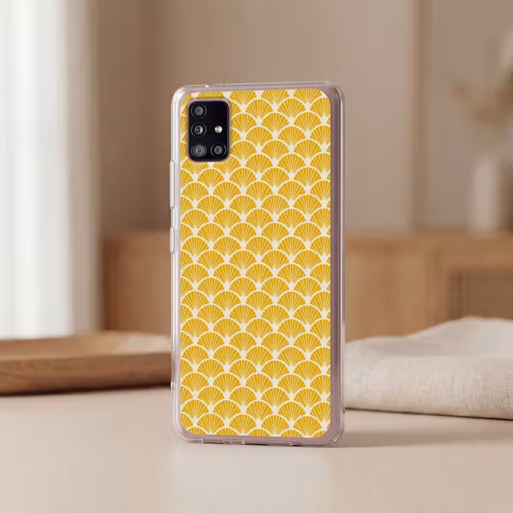 Waaiers - Art Deco - Retro - Okergeel Telefoonhoesje Samsung Galaxy A51 5G klein 373 -sfeer2