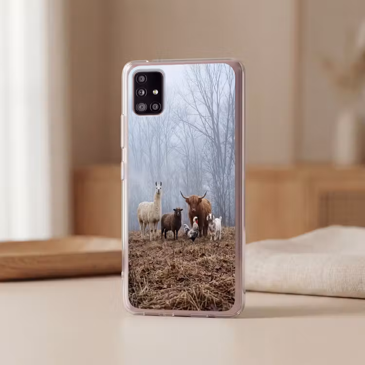 Boerderijdieren - Groep - Mist - Natuur - Rustiek Telefoonhoesje Samsung Galaxy A51 5G klein -sfeer2