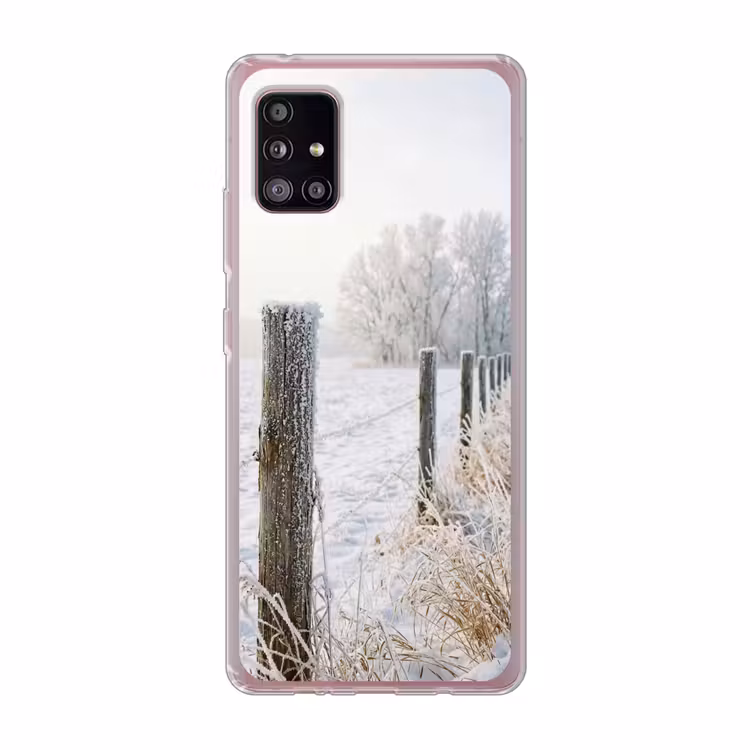 Hek - Sneeuw - Mist - Platteland - Nostalgisch Telefoonhoesje Samsung Galaxy A51 5G klein -3d