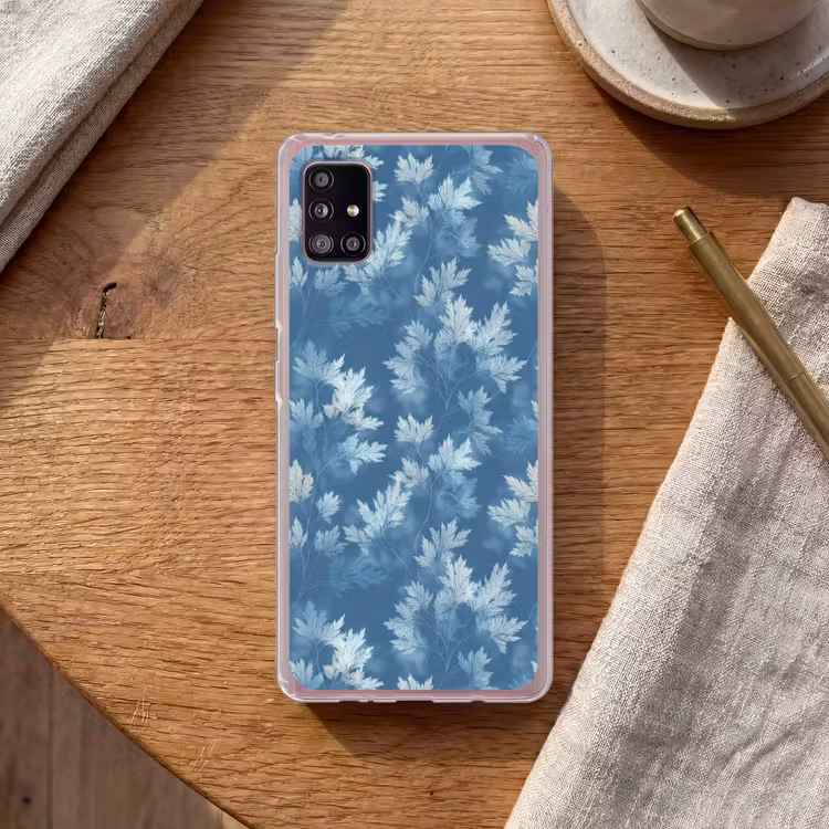 Varen - Botanisch - Patroon - Grijsblauw Telefoonhoesje Samsung Galaxy A51 5G klein 373 -sfeer1