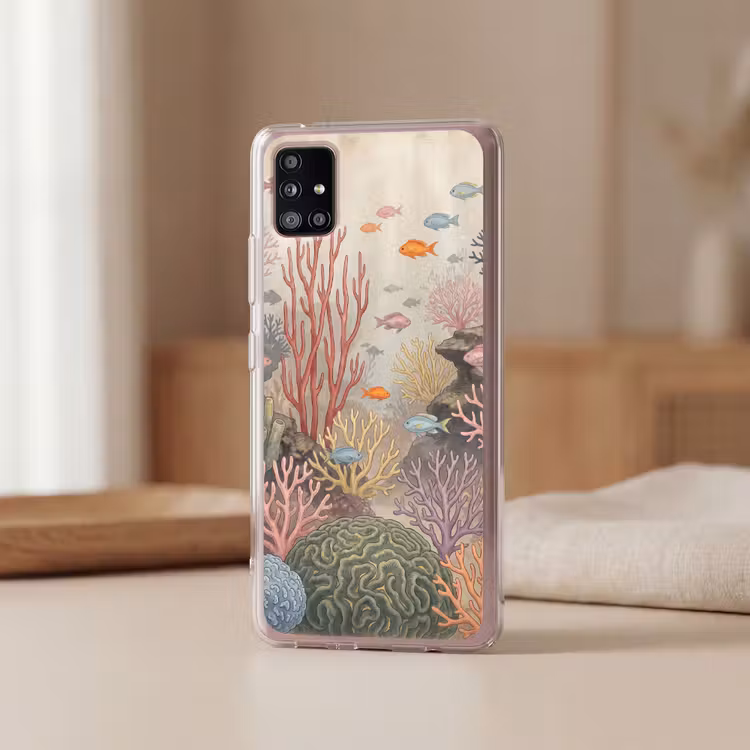 Vis - Koraalrif - Onderwaterwereld - Illustratie Telefoonhoesje Samsung Galaxy A51 5G klein -sfeer2