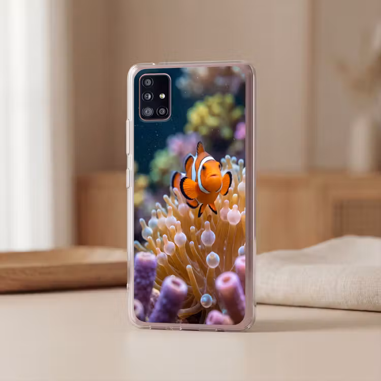 Vis - Koraal - Onderwater - Oranje - Dieren Telefoonhoesje Samsung Galaxy A51 5G klein -sfeer2