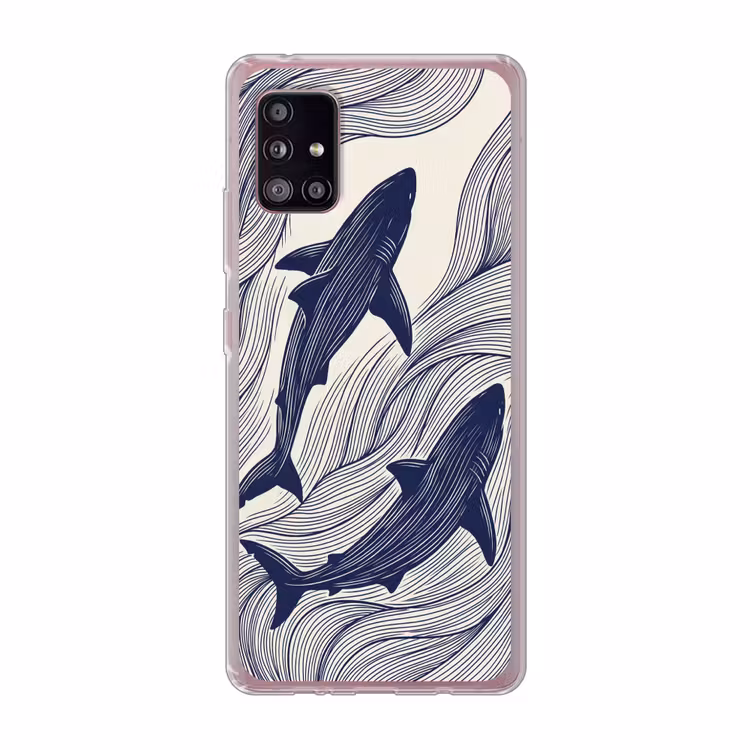 Vis - Oceaan - Lijntekening - Blauw - Dieren Telefoonhoesje Samsung Galaxy A51 5G klein -3d