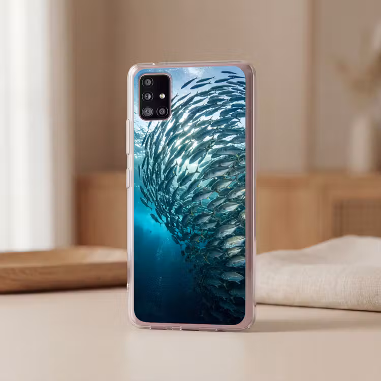 Vis - School - Oceaan - Natuur - Blauw Telefoonhoesje Samsung Galaxy A51 5G klein -sfeer2