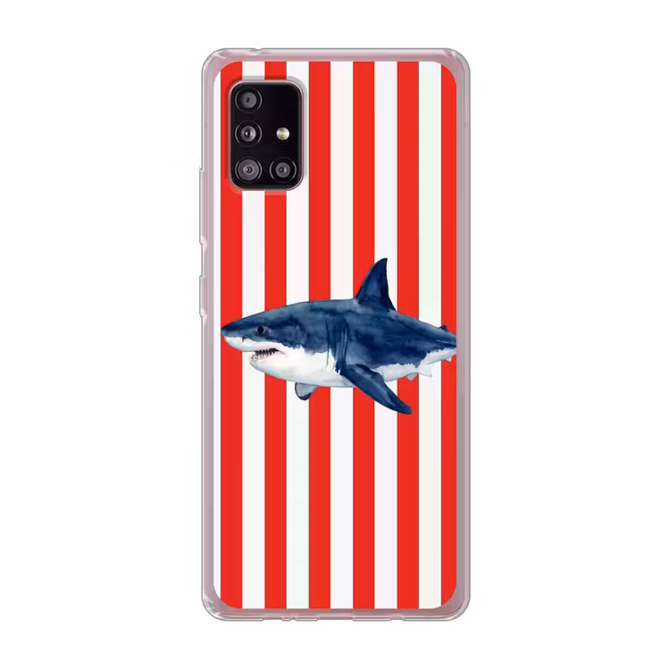 Vis - Haai - Zee - Illustratie - Blauw Telefoonhoesje Samsung Galaxy A51 5G klein -3d