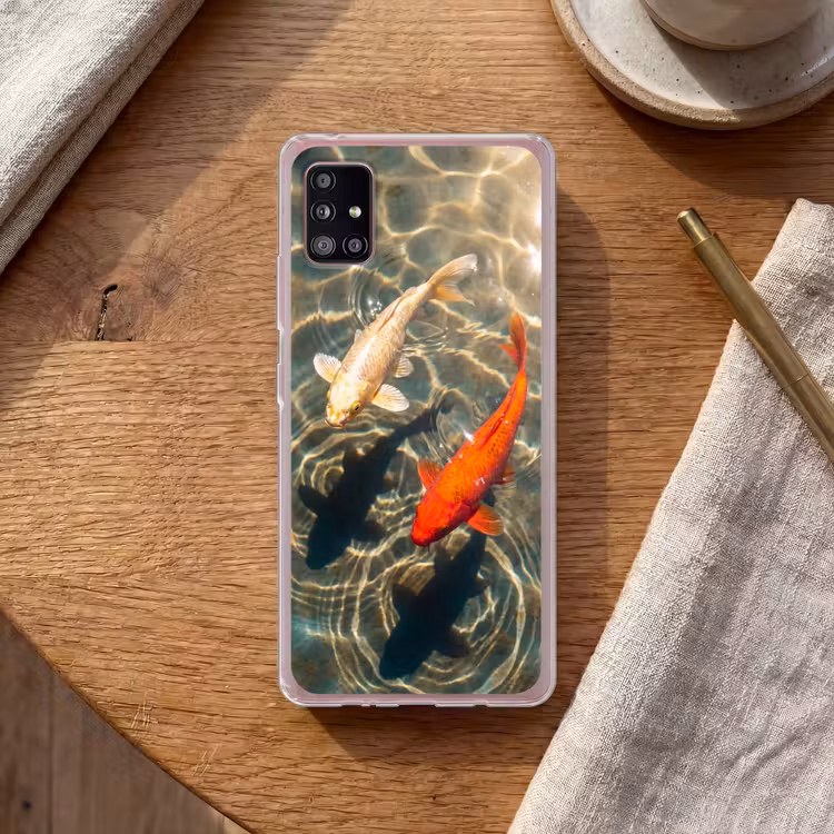Vis - Water - Dieren - Oranje - Goud Telefoonhoesje Samsung Galaxy A51 5G klein -sfeer1