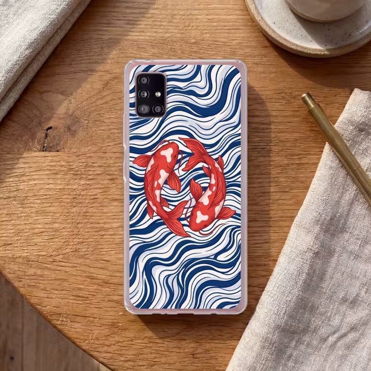 Vis - Water - Natuur - Illustratie - Rood Telefoonhoesje Samsung Galaxy A51 5G klein -sfeer1