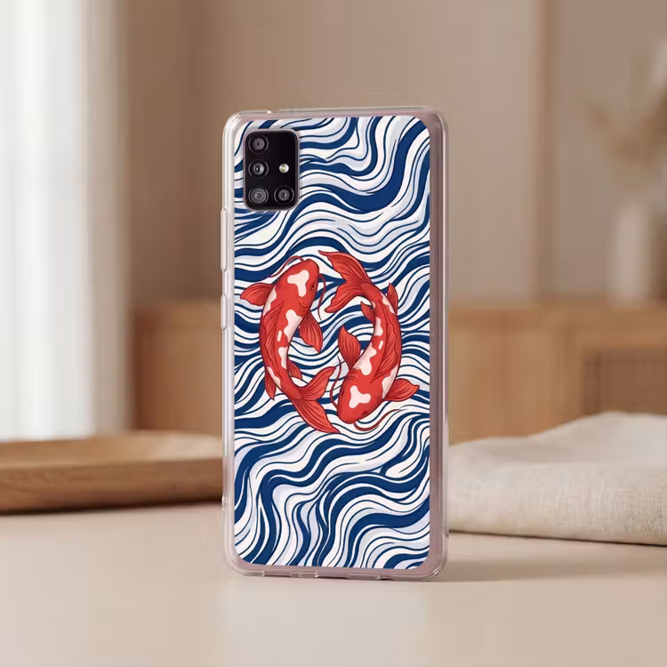 Vis - Water - Natuur - Illustratie - Rood Telefoonhoesje Samsung Galaxy A51 5G klein -sfeer2